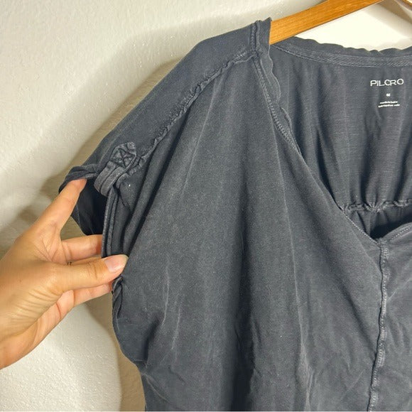 Anthropologie Pilcro 100% Cotton Washed Black Oversized Raw Hem