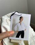 Nation LA 100% Pima Cotton Denim Snap Amelia Rufle Shirt in Cream
