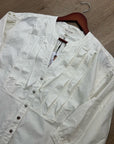Nation LA 100% Pima Cotton Denim Snap Amelia Rufle Shirt in Cream