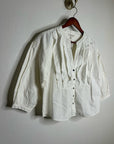 Nation LA 100% Pima Cotton Denim Snap Amelia Rufle Shirt in Cream