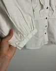 Nation LA 100% Pima Cotton Denim Snap Amelia Rufle Shirt in Cream