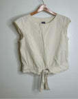 Patagonia 100% Organic Cotton Striped Neutral Tie Front Blouse