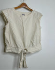 Patagonia 100% Organic Cotton Striped Neutral Tie Front Blouse