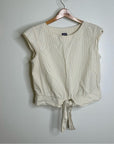 Patagonia 100% Organic Cotton Striped Neutral Tie Front Blouse