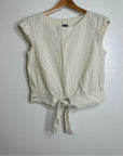 Patagonia 100% Organic Cotton Striped Neutral Tie Front Blouse