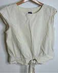 Patagonia 100% Organic Cotton Striped Neutral Tie Front Blouse