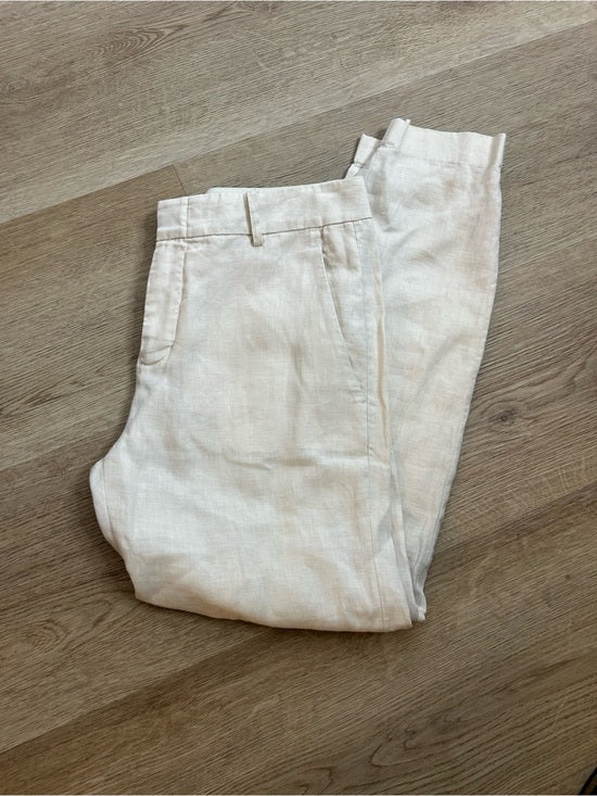 VINCE 100% Linen Cream Lightweight Jogger Style Trouser Pant