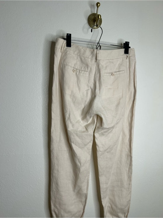 VINCE 100% Linen Cream Lightweight Jogger Style Trouser Pant