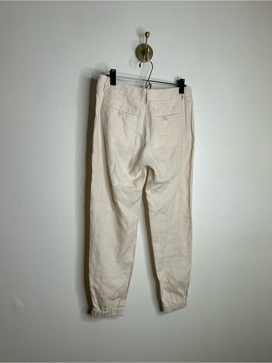 VINCE 100% Linen Cream Lightweight Jogger Style Trouser Pant