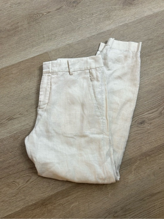 VINCE 100% Linen Cream Lightweight Jogger Style Trouser Pant