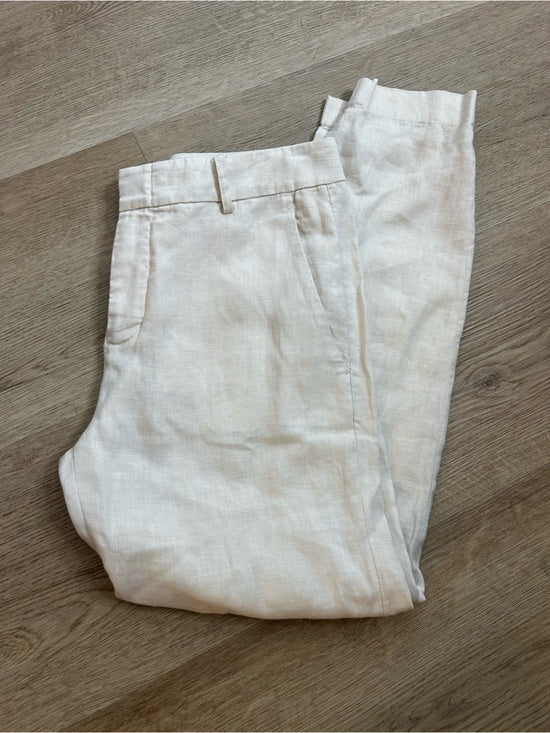 VINCE 100% Linen Cream Lightweight Jogger Style Trouser Pant