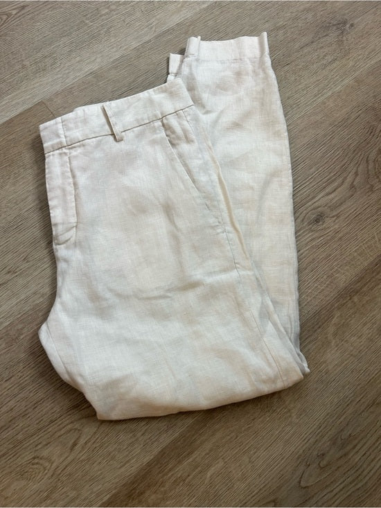 VINCE 100% Linen Cream Lightweight Jogger Style Trouser Pant