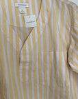 Club Monaco Linen Cotton Yellow Striped Easy Popover Shirt