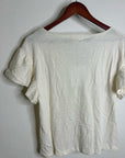 Nation LA 100% Cotton Emmy Cream Flutter Sleeve V - Neck Blouse Top