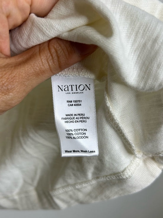 Nation LA 100% Cotton Emmy Cream Flutter Sleeve V - Neck Blouse Top