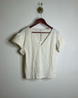 Nation LA 100% Cotton Emmy Cream Flutter Sleeve V - Neck Blouse Top