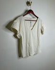 Nation LA 100% Cotton Emmy Cream Flutter Sleeve V - Neck Blouse Top