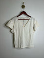 Nation LA 100% Cotton Emmy Cream Flutter Sleeve V - Neck Blouse Top