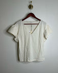 Nation LA 100% Cotton Emmy Cream Flutter Sleeve V - Neck Blouse Top