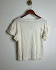 Nation LA 100% Cotton Emmy Cream Flutter Sleeve V - Neck Blouse Top