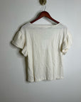Nation LA 100% Cotton Emmy Cream Flutter Sleeve V - Neck Blouse Top