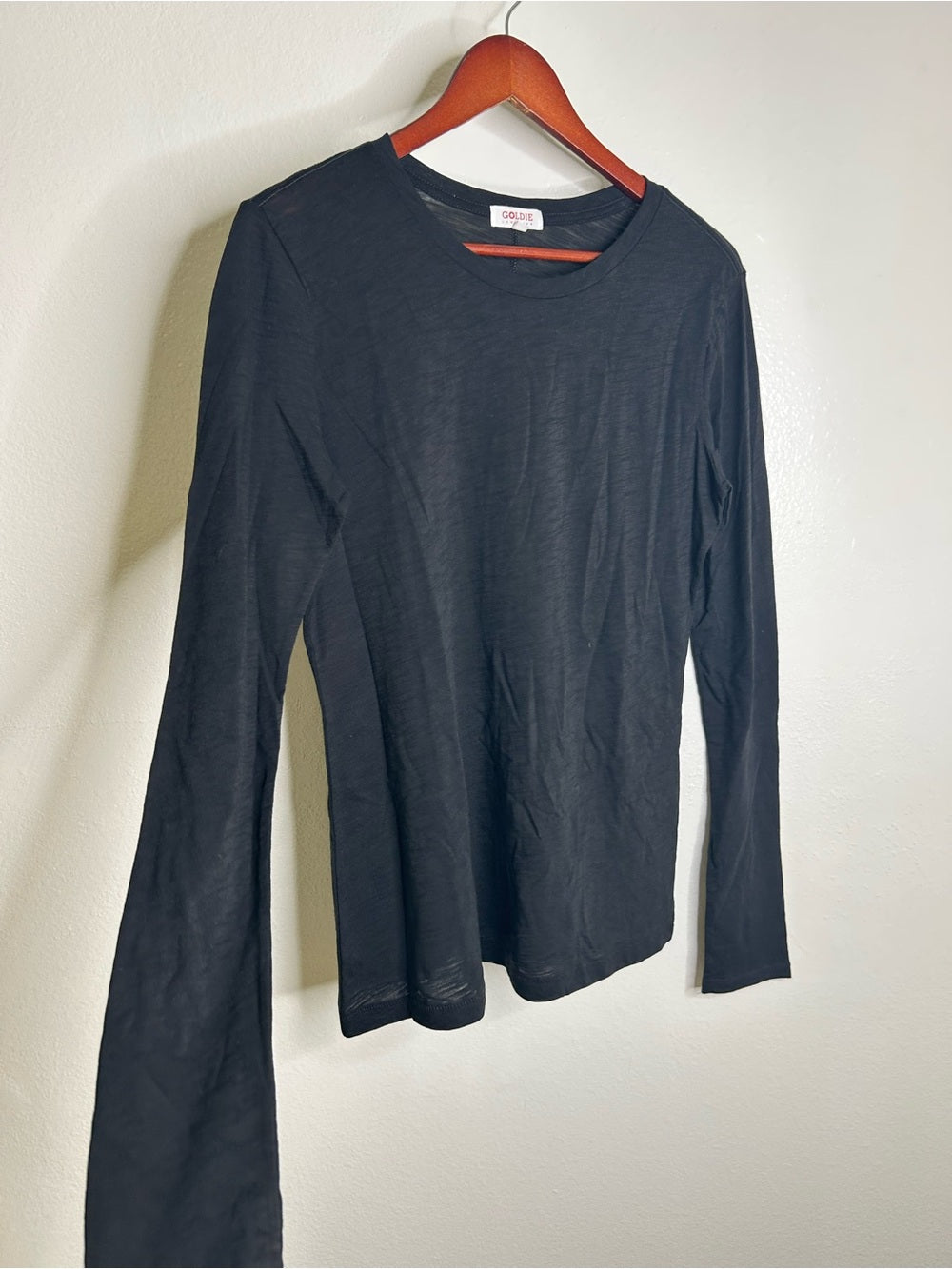 Goldie Goldie 100% Pima Cotton Lighweight Black Long Sleeve T - Shirt Top - Cotton