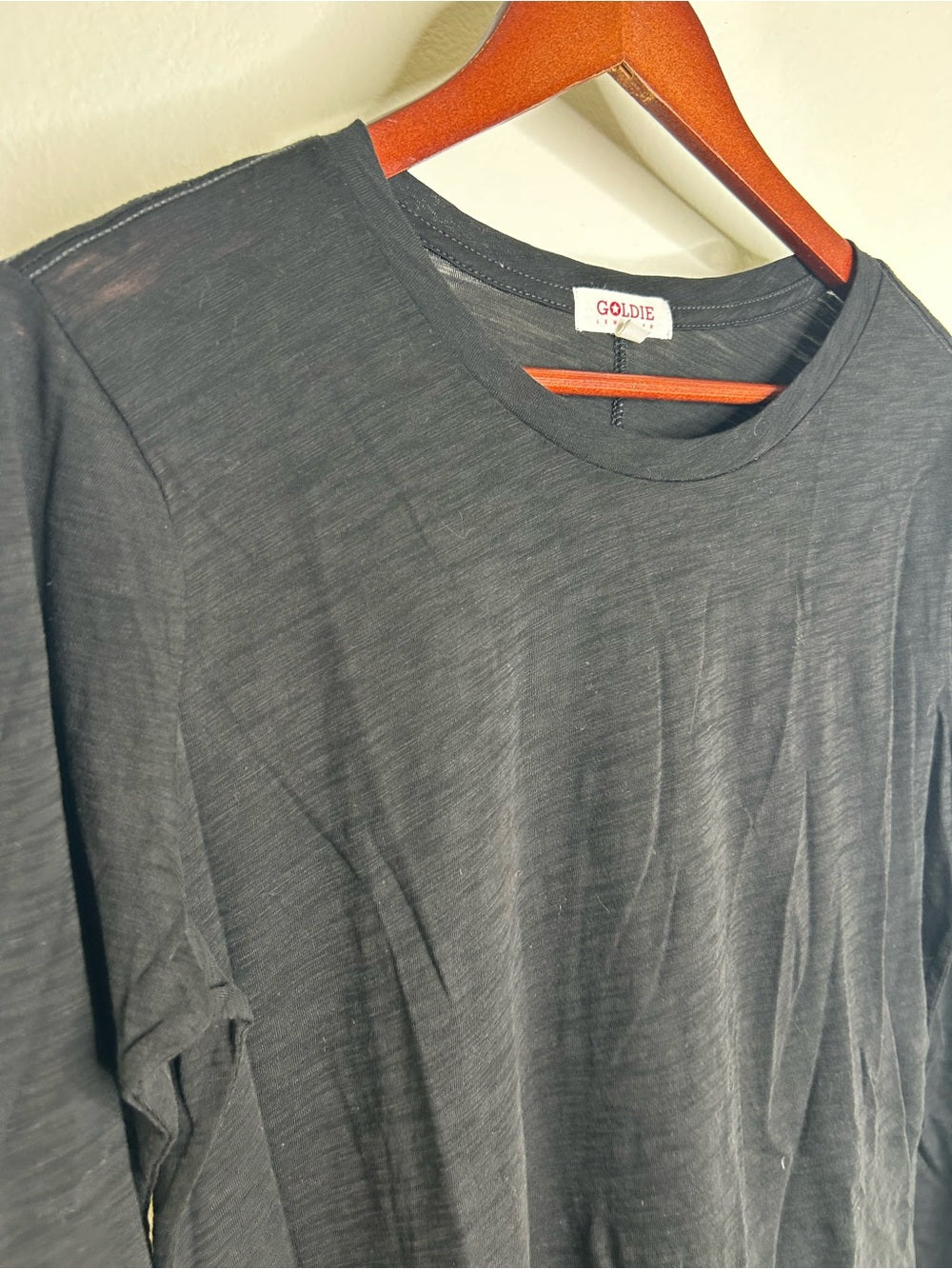 Goldie 100% Pima Cotton Lighweight Black Long Sleeve T - Shirt Top