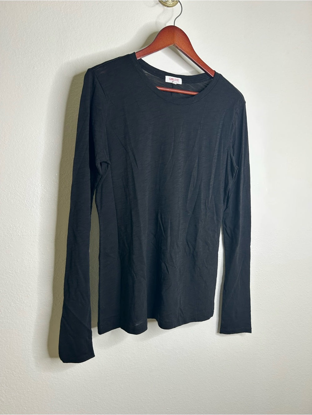 Goldie Goldie 100% Pima Cotton Lighweight Black Long Sleeve T - Shirt Top - Cotton