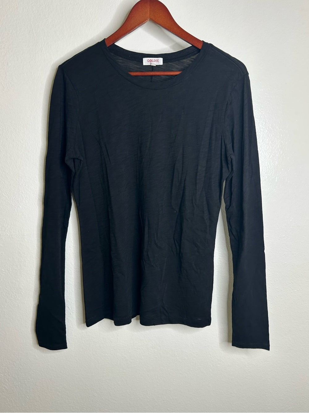 Goldie Goldie 100% Pima Cotton Lighweight Black Long Sleeve T - Shirt Top - Cotton