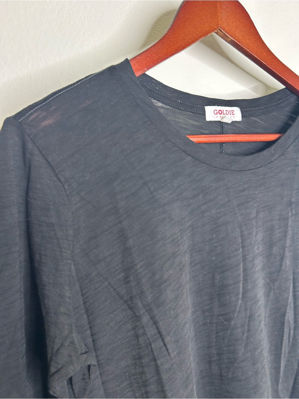 Goldie Goldie 100% Pima Cotton Lighweight Black Long Sleeve T - Shirt Top - Cotton