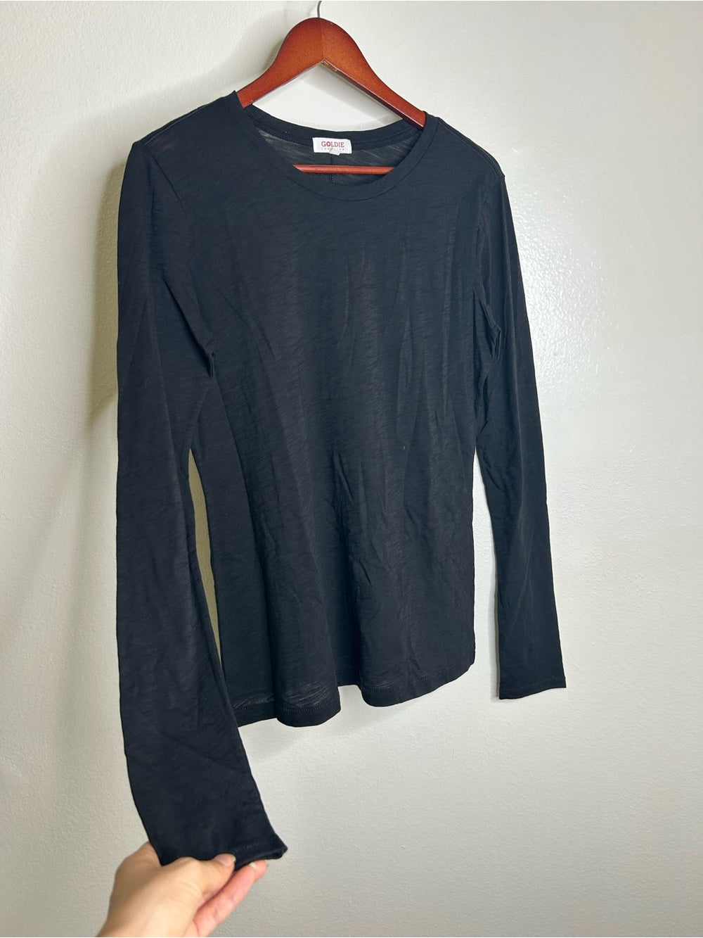 Goldie Goldie 100% Pima Cotton Lighweight Black Long Sleeve T - Shirt Top - Cotton