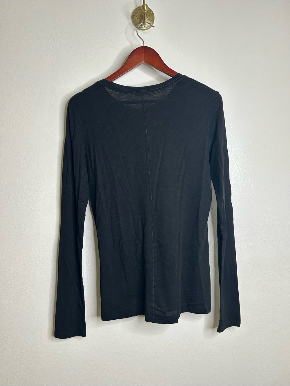 Goldie 100% Pima Cotton Lighweight Black Long Sleeve T - Shirt Top