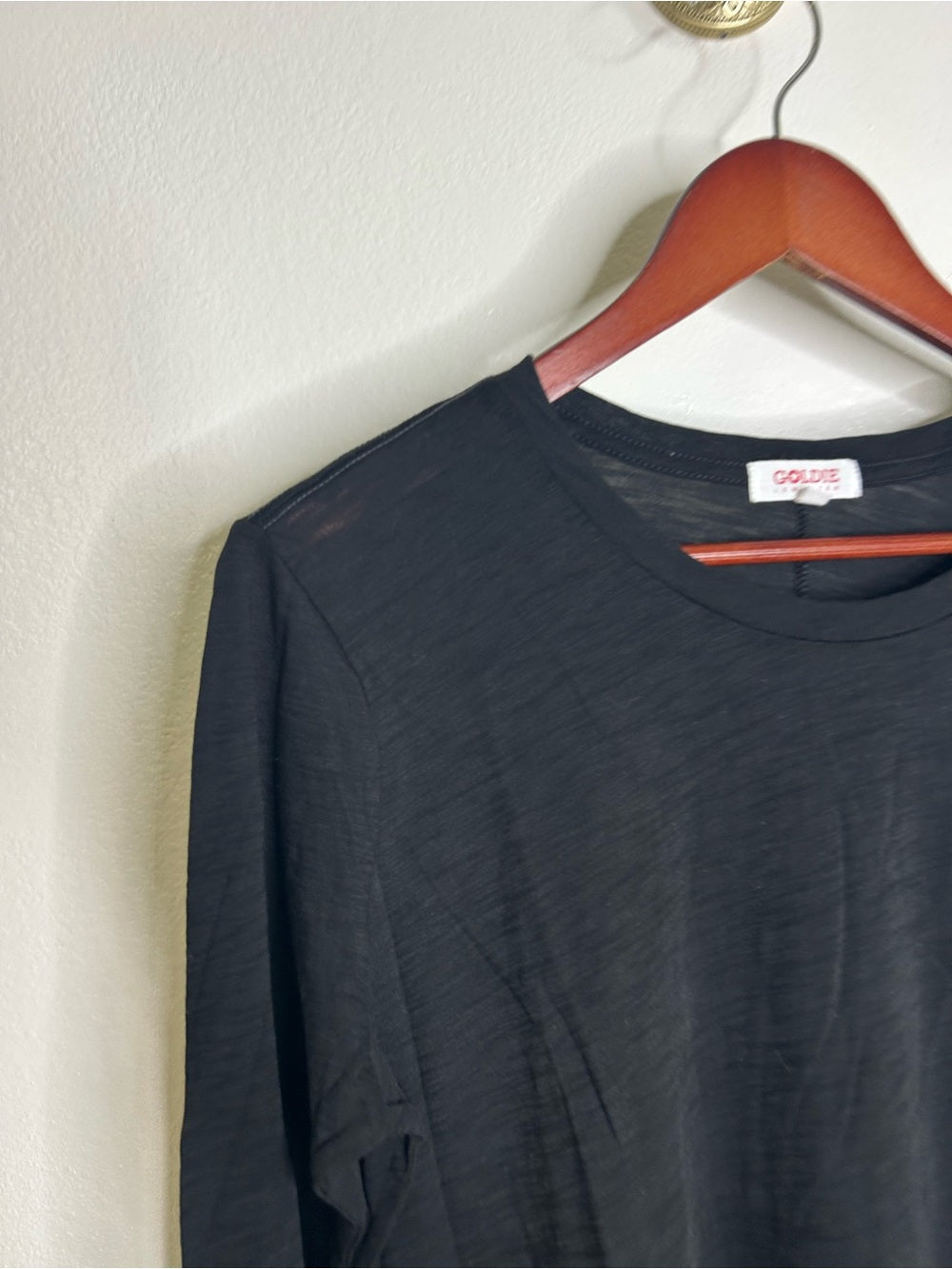 Goldie 100% Pima Cotton Lighweight Black Long Sleeve T - Shirt Top