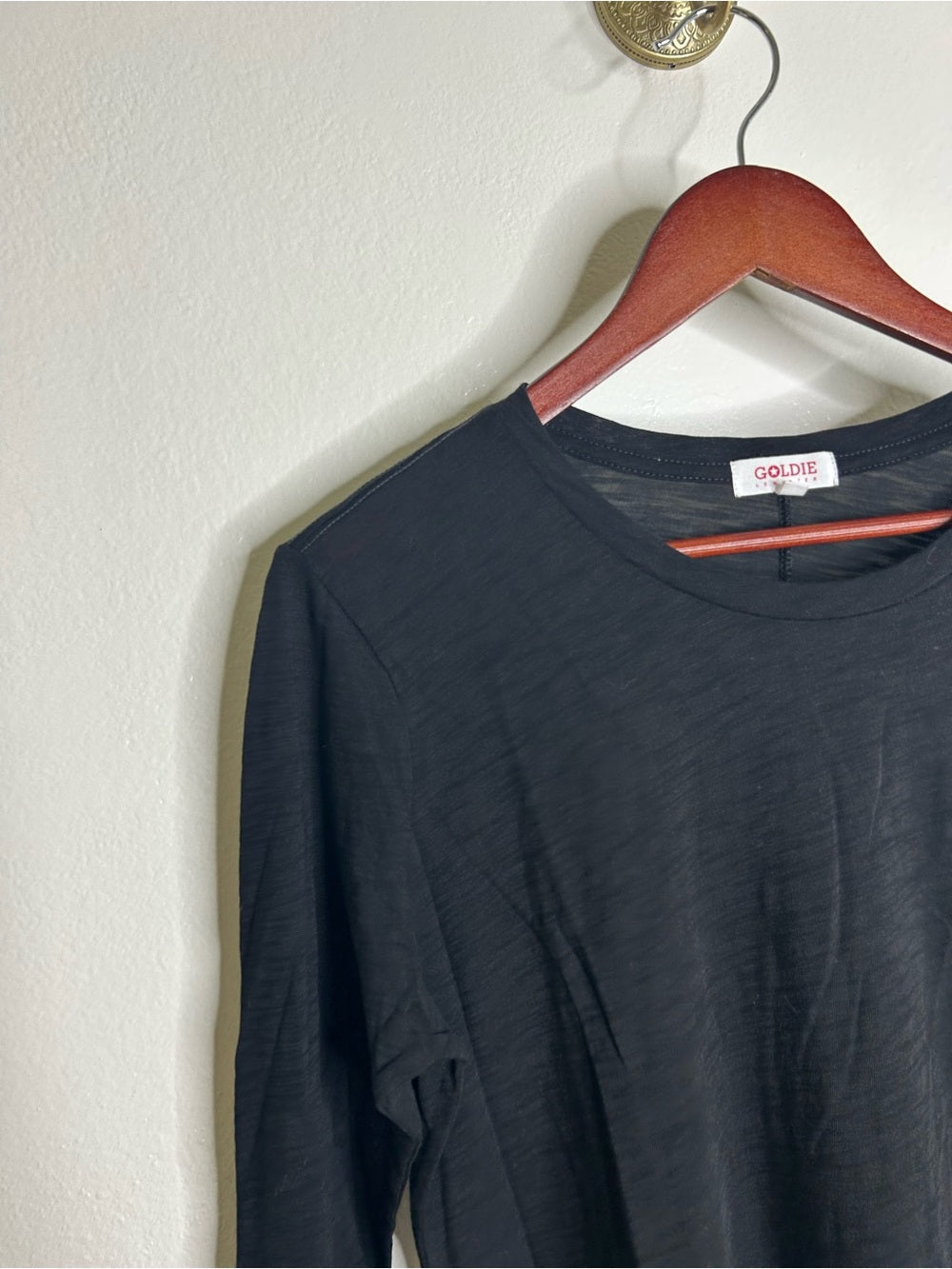 Goldie 100% Pima Cotton Lighweight Black Long Sleeve T - Shirt Top