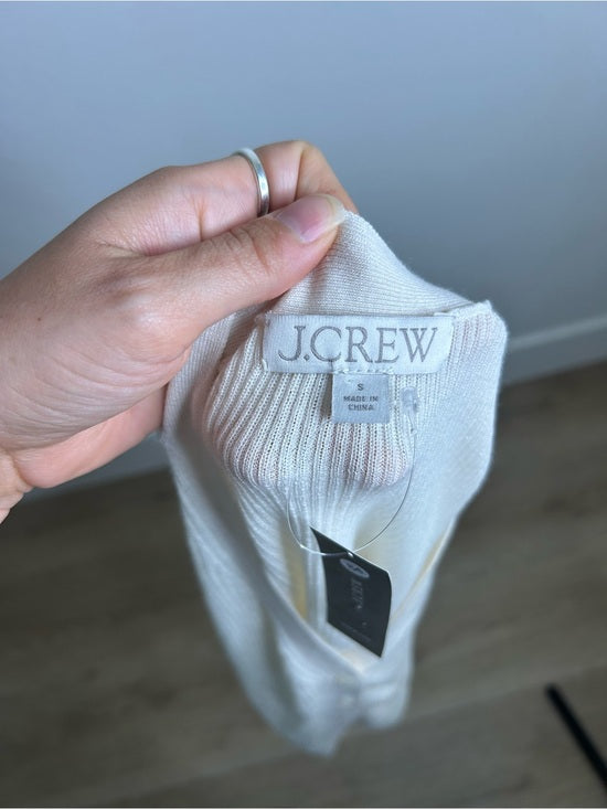 J. Crew Cashmere Silk Cream Knit Button Up Shell Vest Lightweight