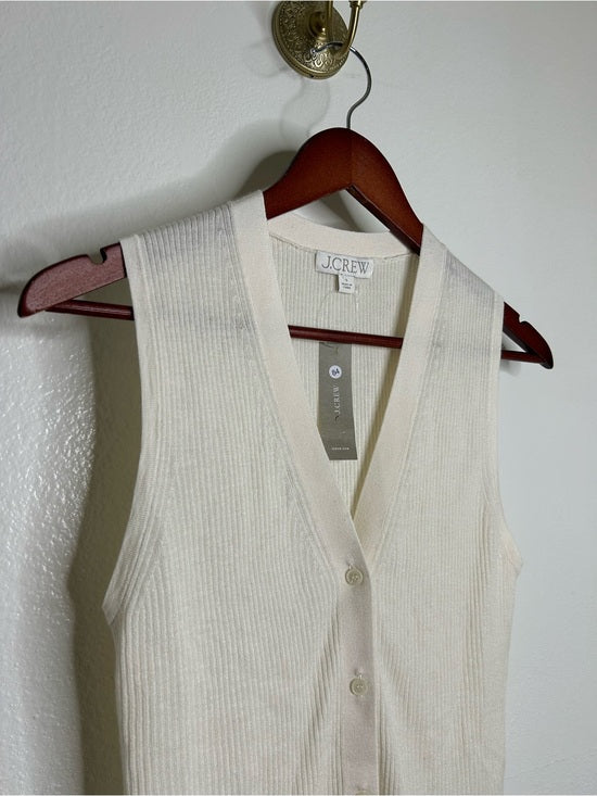 J. Crew J. Crew Cashmere Silk Cream Knit Button Up Shell Vest Lightweight - Cashmere, Silk