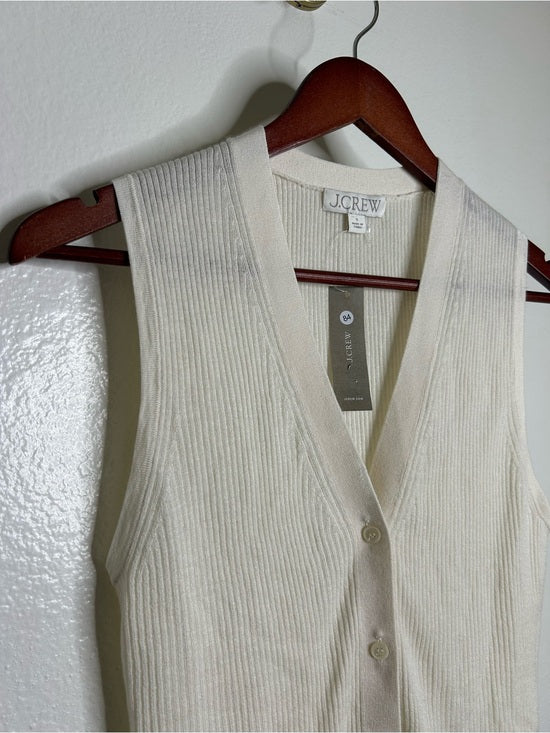 J. Crew J. Crew Cashmere Silk Cream Knit Button Up Shell Vest Lightweight - Cashmere, Silk