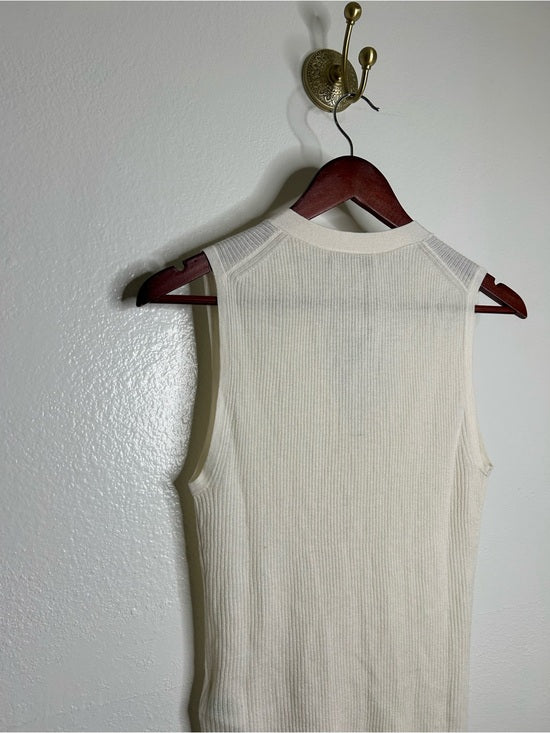 J. Crew J. Crew Cashmere Silk Cream Knit Button Up Shell Vest Lightweight - Cashmere, Silk