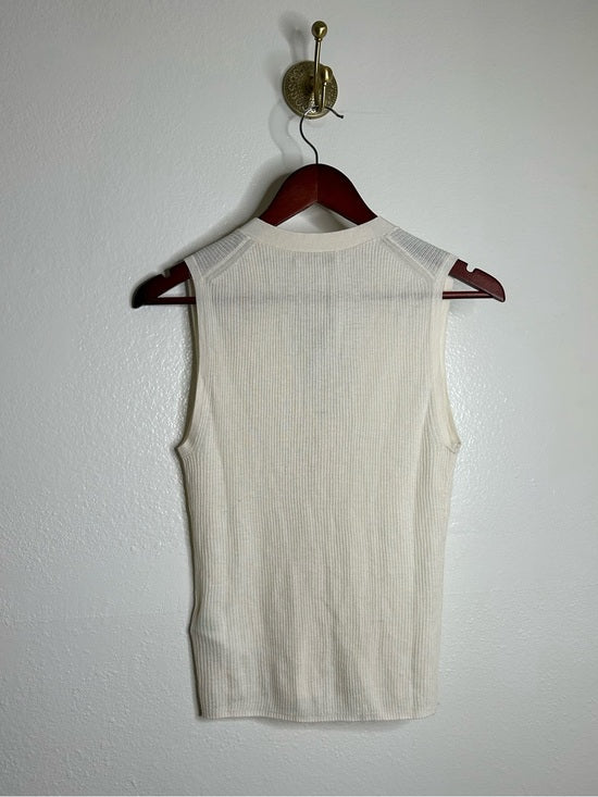 J. Crew J. Crew Cashmere Silk Cream Knit Button Up Shell Vest Lightweight - Cashmere, Silk