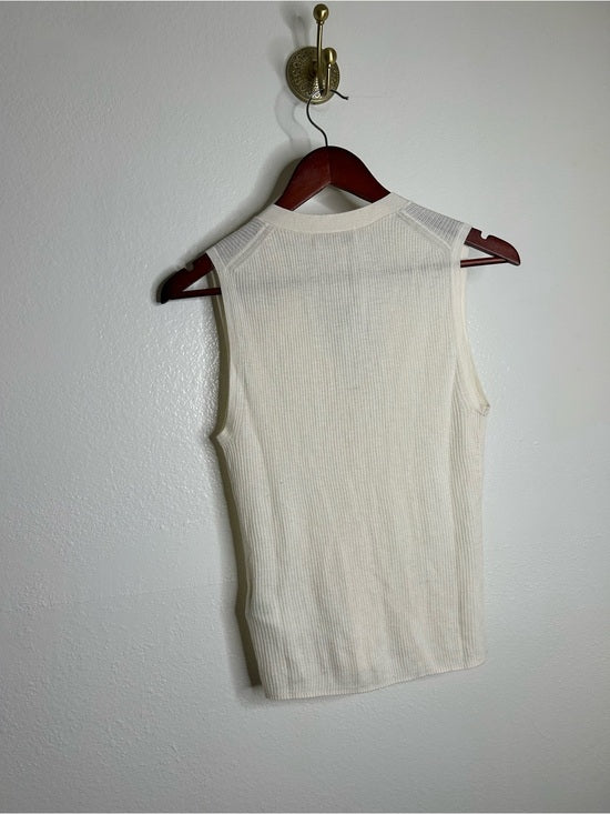J. Crew Cashmere Silk Cream Knit Button Up Shell Vest Lightweight
