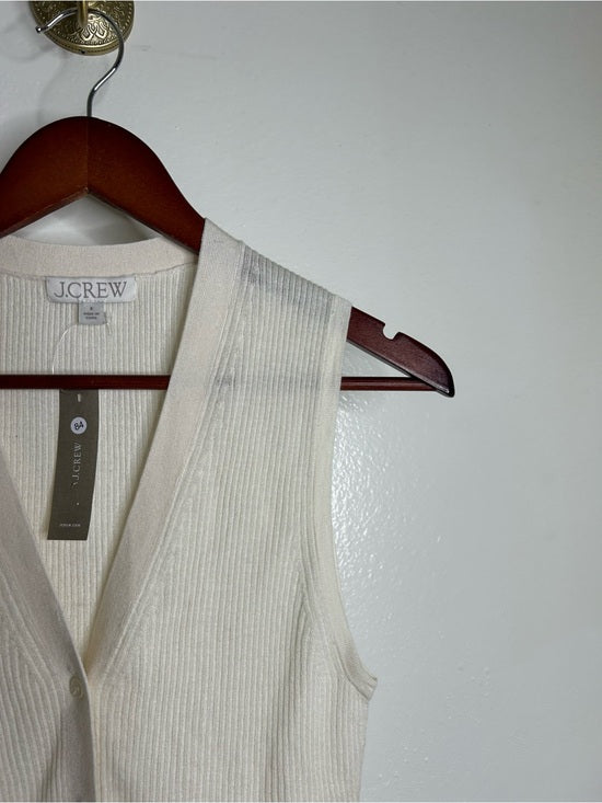 J. Crew Cashmere Silk Cream Knit Button Up Shell Vest Lightweight