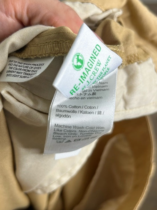 J. Crew 100% Cotton Tan Wide Leg Trouser Pant