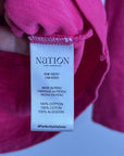 Nation Los Angeles 100% Cotton Bright Pink Long Sleeve Ruched Top
