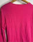 Nation Los Angeles 100% Cotton Bright Pink Long Sleeve Ruched Top