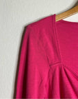 Nation Los Angeles 100% Cotton Bright Pink Long Sleeve Ruched Top
