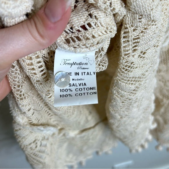 Temptation Positano 100% Cotton Cream Crochet Lace Tunic Mini Dress
