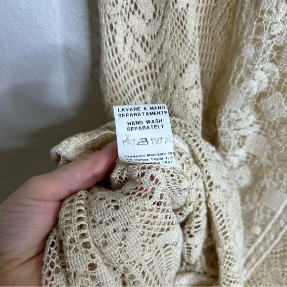 Temptation Positano 100% Cotton Cream Crochet Lace Tunic Mini Dress