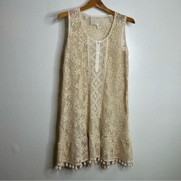 Temptation Positano Temptation Positano 100% Cotton Cream Crochet Lace Tunic Mini Dress - Cotton
