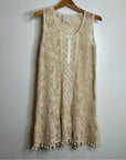 Temptation Positano 100% Cotton Cream Crochet Lace Tunic Mini Dress