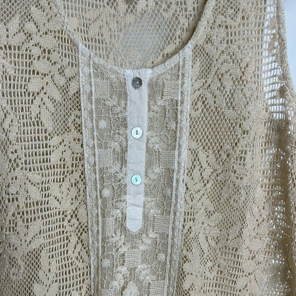 Temptation Positano 100% Cotton Cream Crochet Lace Tunic Mini Dress